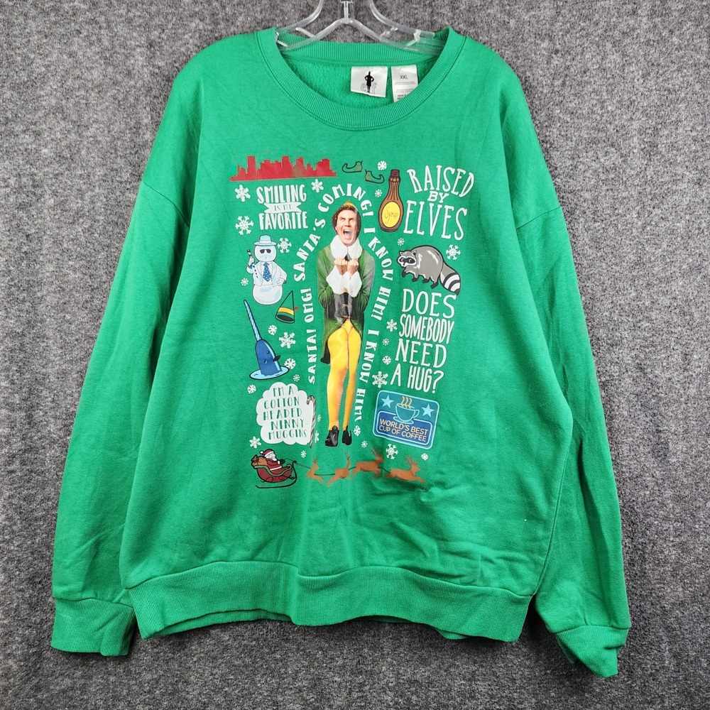Elf Movie Graphic Sweatshirt Unisex XXL Green Excellent Buddy Quotes EFL004AUASC